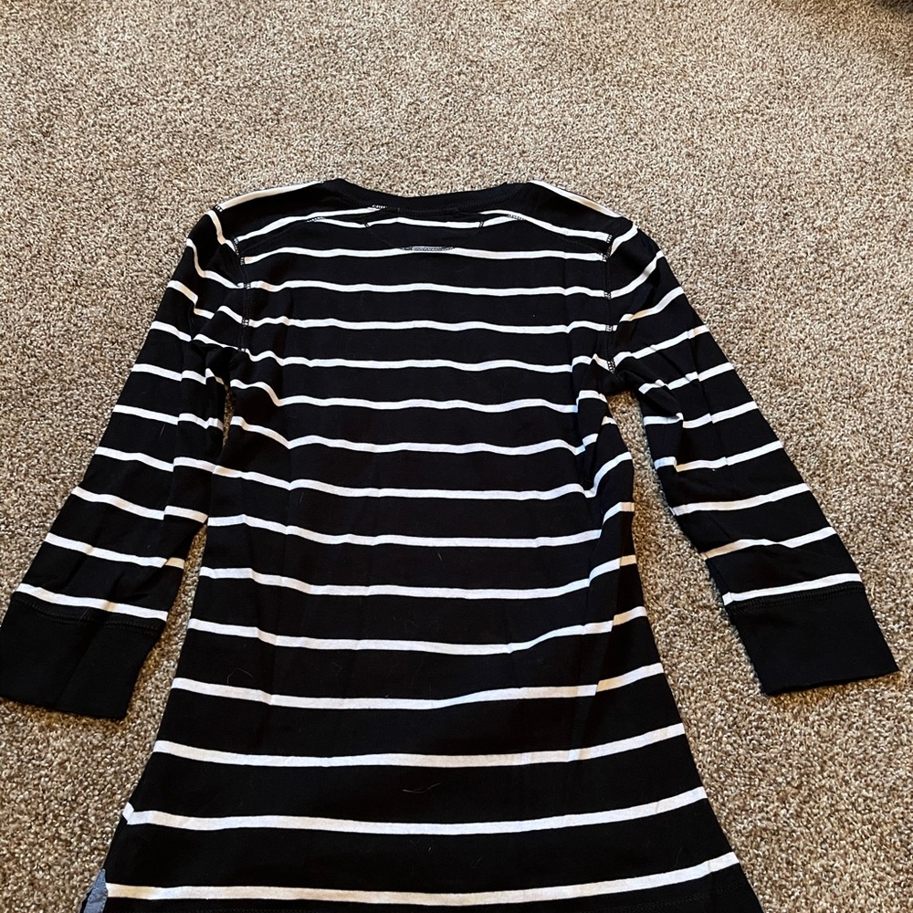 Ralph Lauren Jeans Company 3/4th Sleeve Tee Black and White Striped Small - Picture 4 of 7